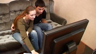 Hot-tempered redhead hottie is sucking dangler and getting fucked in return